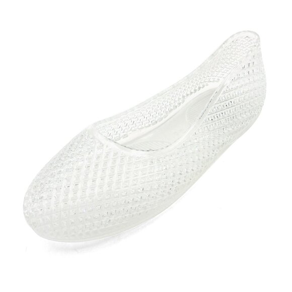 Lurneyt Women's CLEAR Glitter Jelly Flexible Ballet Flats Breathable Mesh Design - Picture 3 of 5
